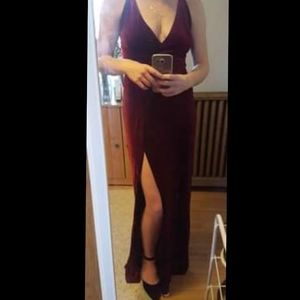 Red Velvet Evening Gown